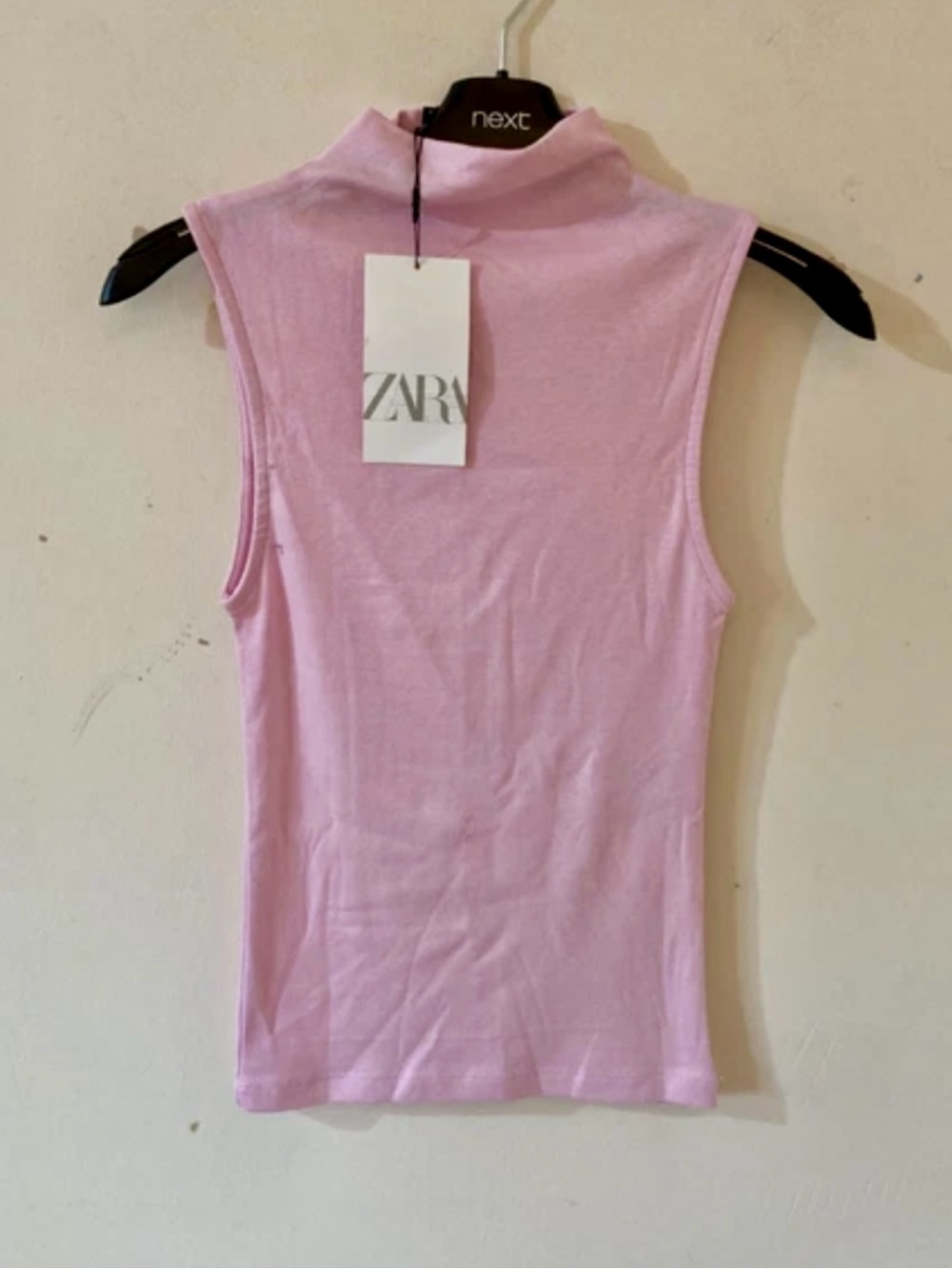 Zara Light Pink Sleeveless Mock Neck Tank